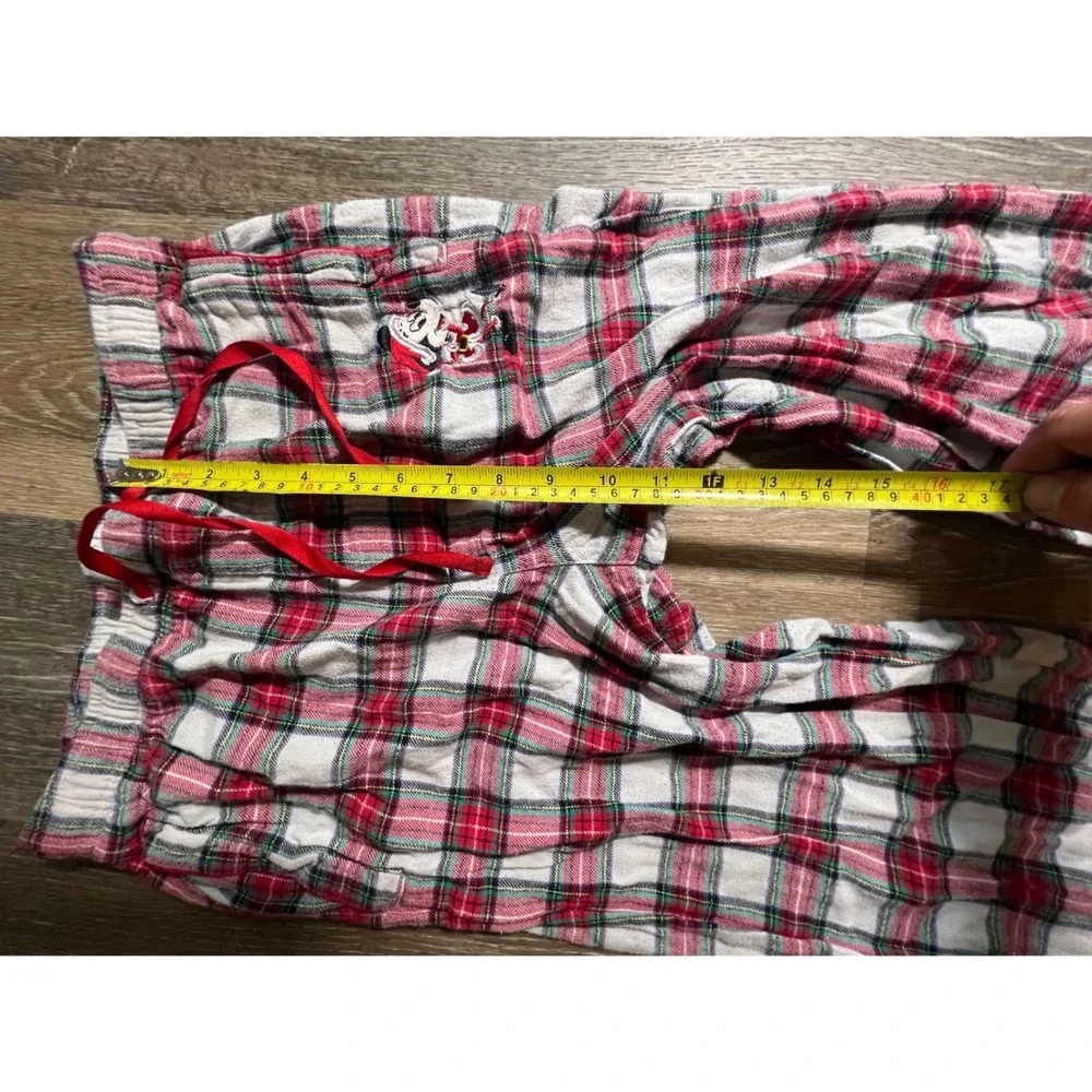 Disney Pajama Pants Mens S Red White Plaid Mickey Mouse Holiday Flannel - Picture 4 of 8
